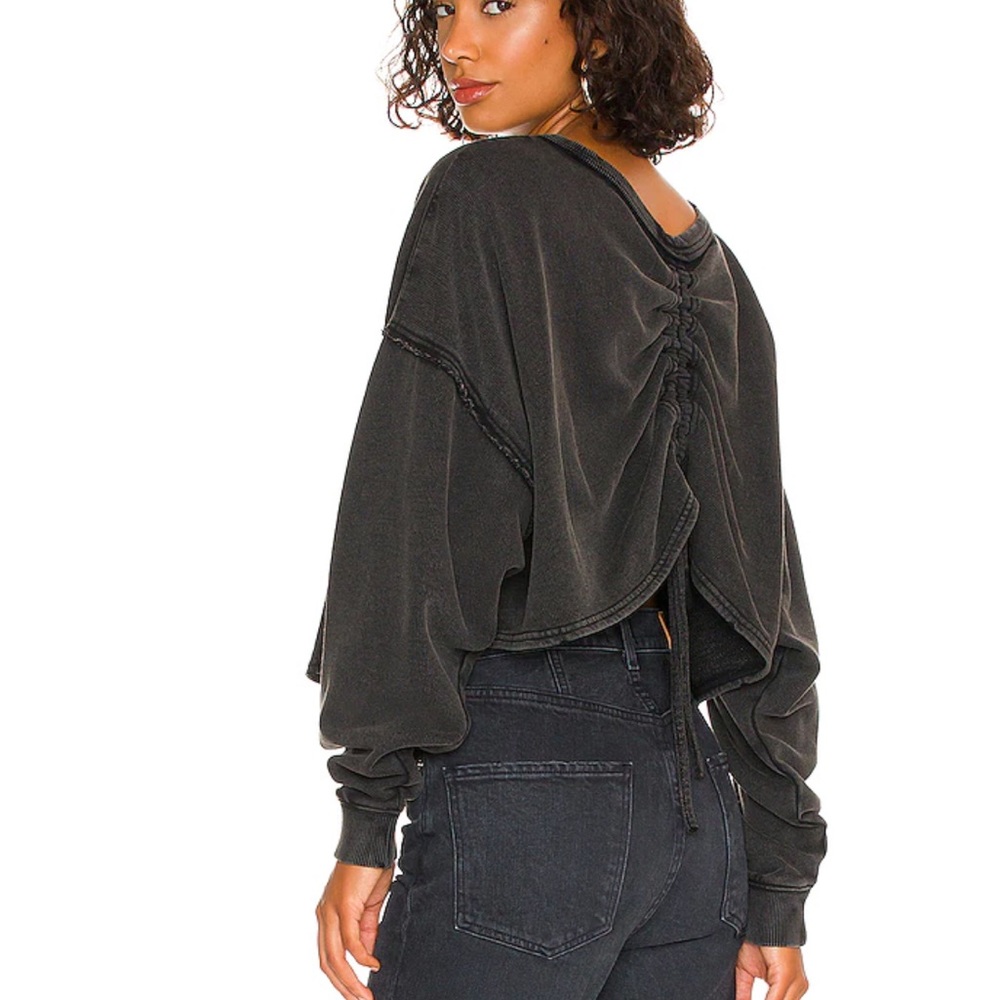 Free People Black Ruched Sweater